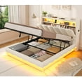 thumbnail image 1 of Lift Up Storage Full Size Bed Frame with Storage Headboard, LED Lights,Charging Station,Hydraulic Beds with Parallel Stroke, Upholstered Platform Bed,No Box Spring Needed, Beige, 1 of 9