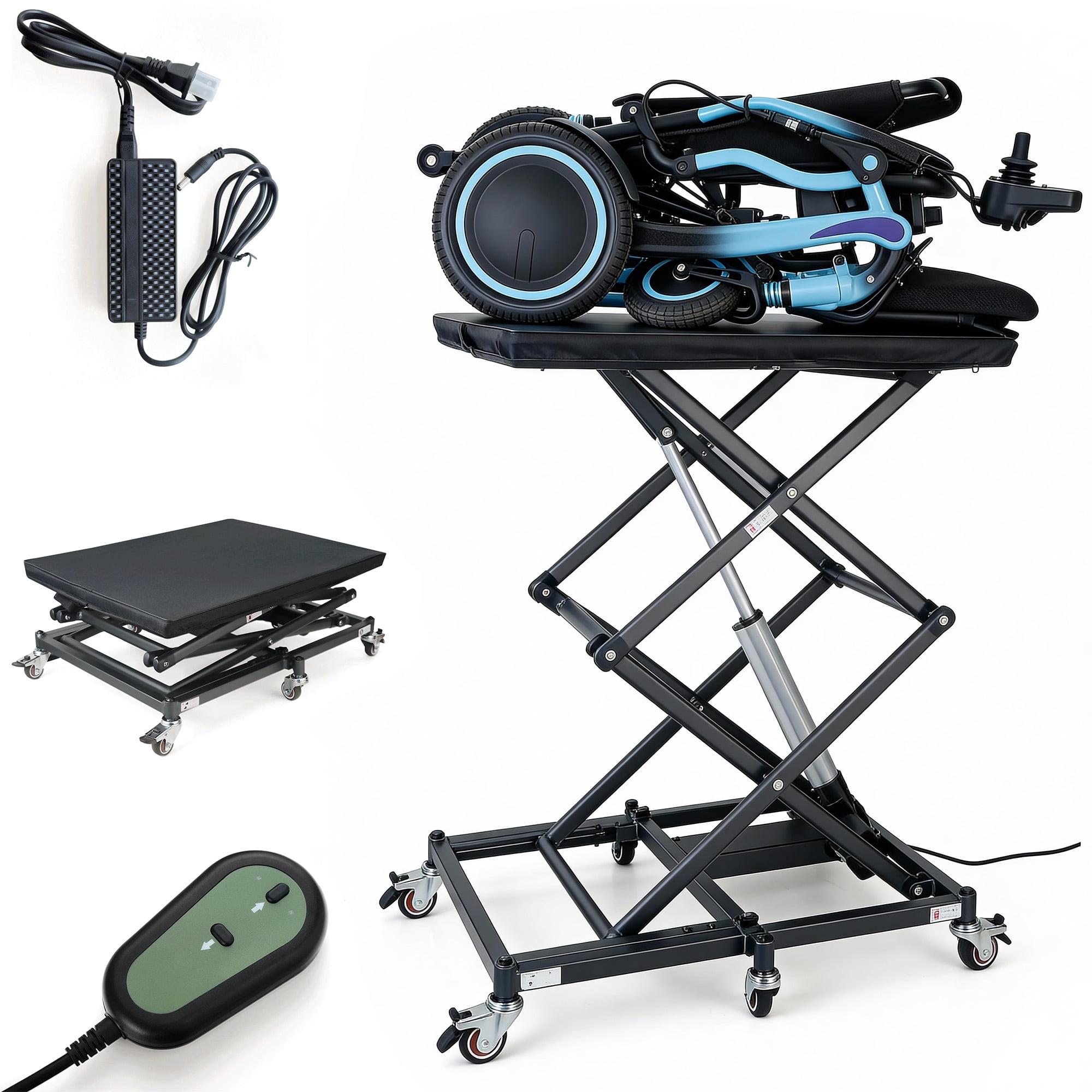 Mujocooker Electric Scissor Lift Table with Remote - Heavy Duty Mobile ...