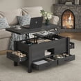 thumbnail image 1 of Lift Top Coffee Table, 39.4" Multi-Function Convertible Coffee Table with 4 Storage Drawers & Hidden Compartment, Wood Center Table for Living Room, Dining Room, Home Office, Black, 1 of 7