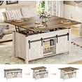 thumbnail image 1 of Lift Top Coffee Table, 4 in 1 Multi-Function Farmhouse Coffee Tables with Storage and Hidden Compartment, Convertible White Coffee Table Converts to Dining Table for Living Room, Brown Top, 1 of 7