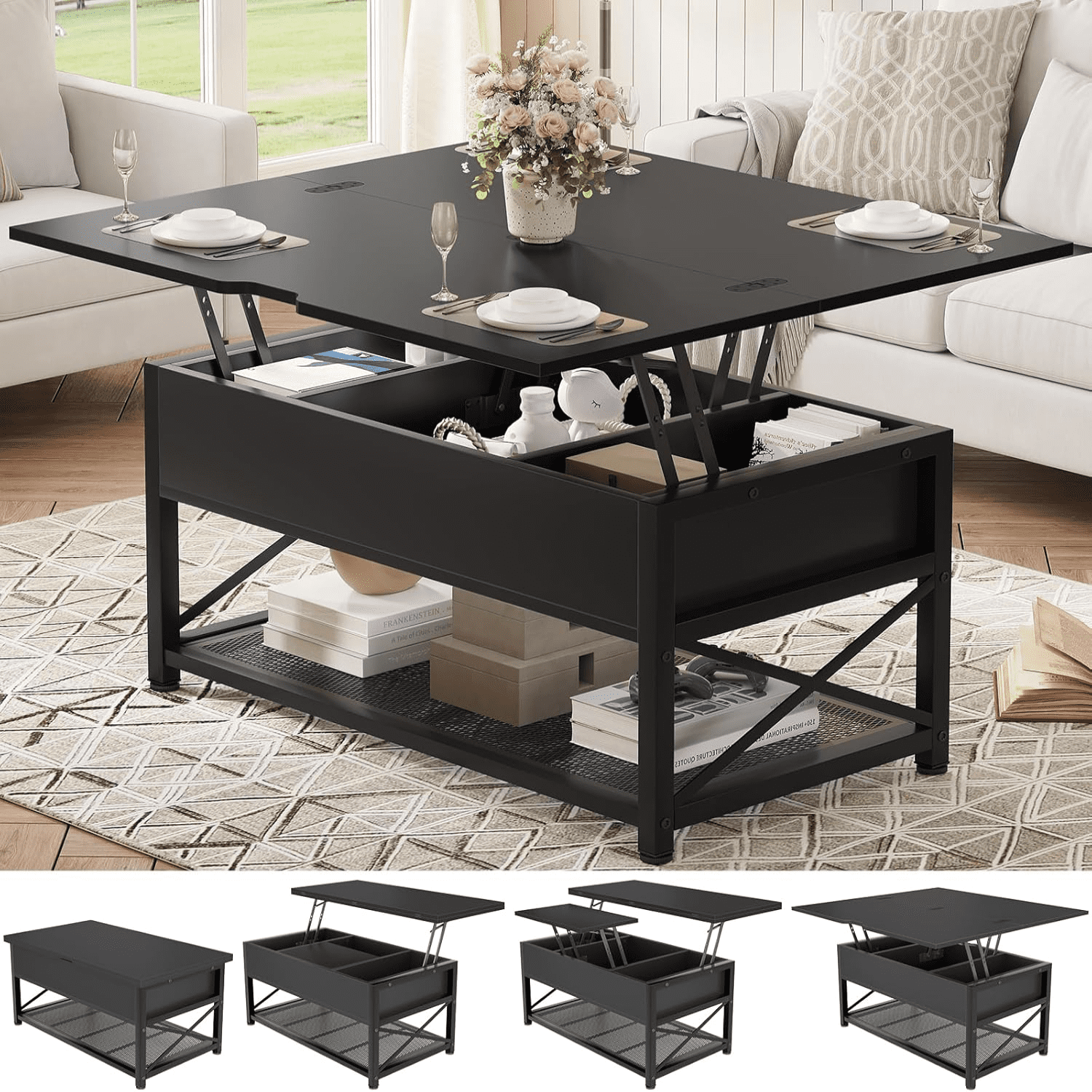 Lift Top Coffee Table 4 in 1 Coffee Table with Storage for Living Room