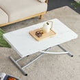 thumbnail image 1 of Lift Top Coffee Table, 4 In 1 Multi-Function Lifting Table, W/0.8-inch Wood Grain Process Sticker Desktop & Silver Metal Legs For Home Office 18.3in - 29in Adjustable Height, 1 of 9