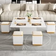 thumbnail image 1 of Lift-Top Coffee Table with 4 Storage Stools, Modern Space Saving Center Table with Foldable Top, Multi-Functional Adjustable Coffee Table for Living Room, Apartment, White, 1 of 8