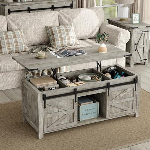 Lift Top Coffee Table 47.3'' Farmhouse With Hidden Storage, Wood Center ...