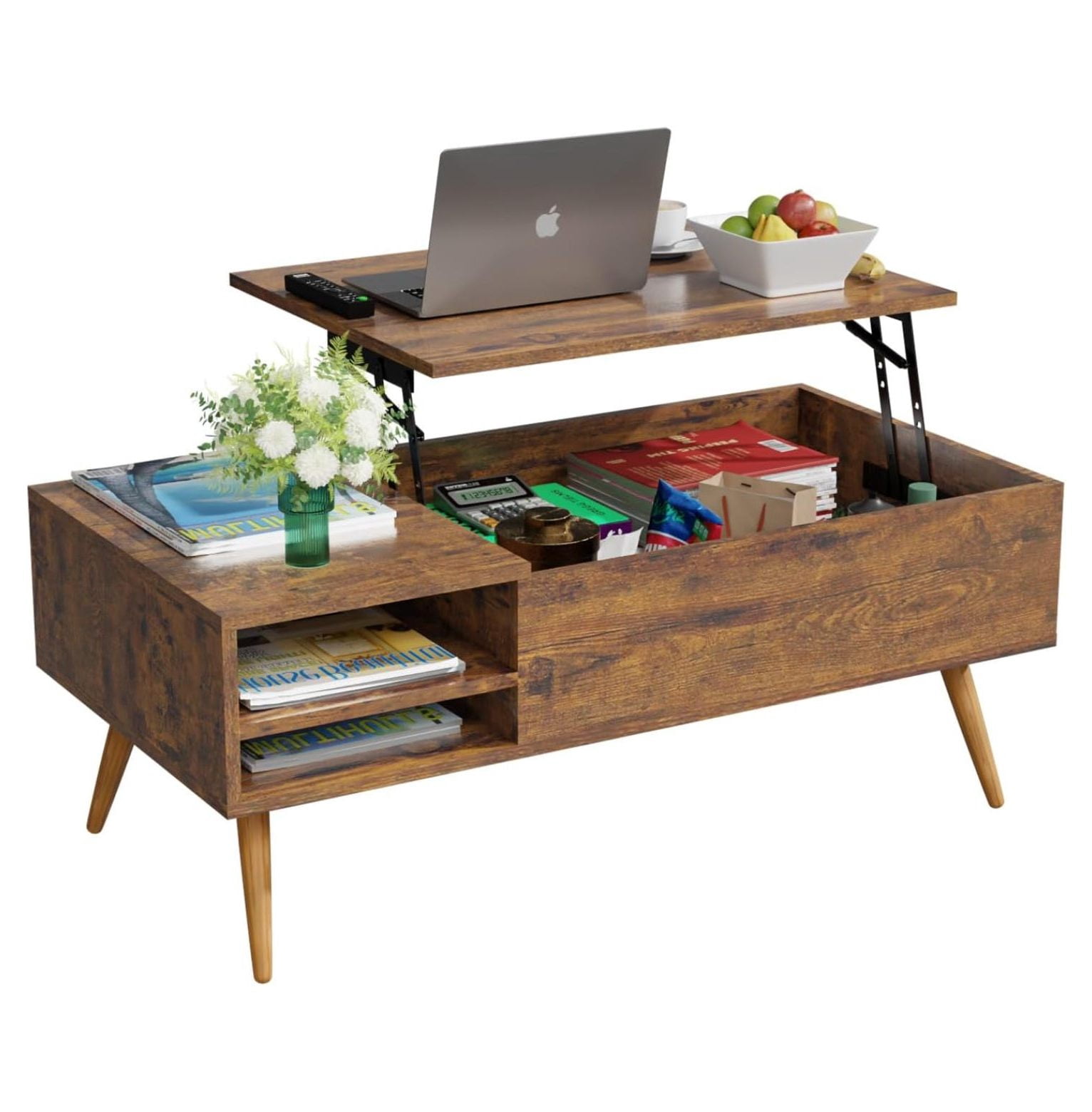 Lift Top Coffee Table with Adjustable Storage and Hidden Compartment Small Wood Coffee Table ...