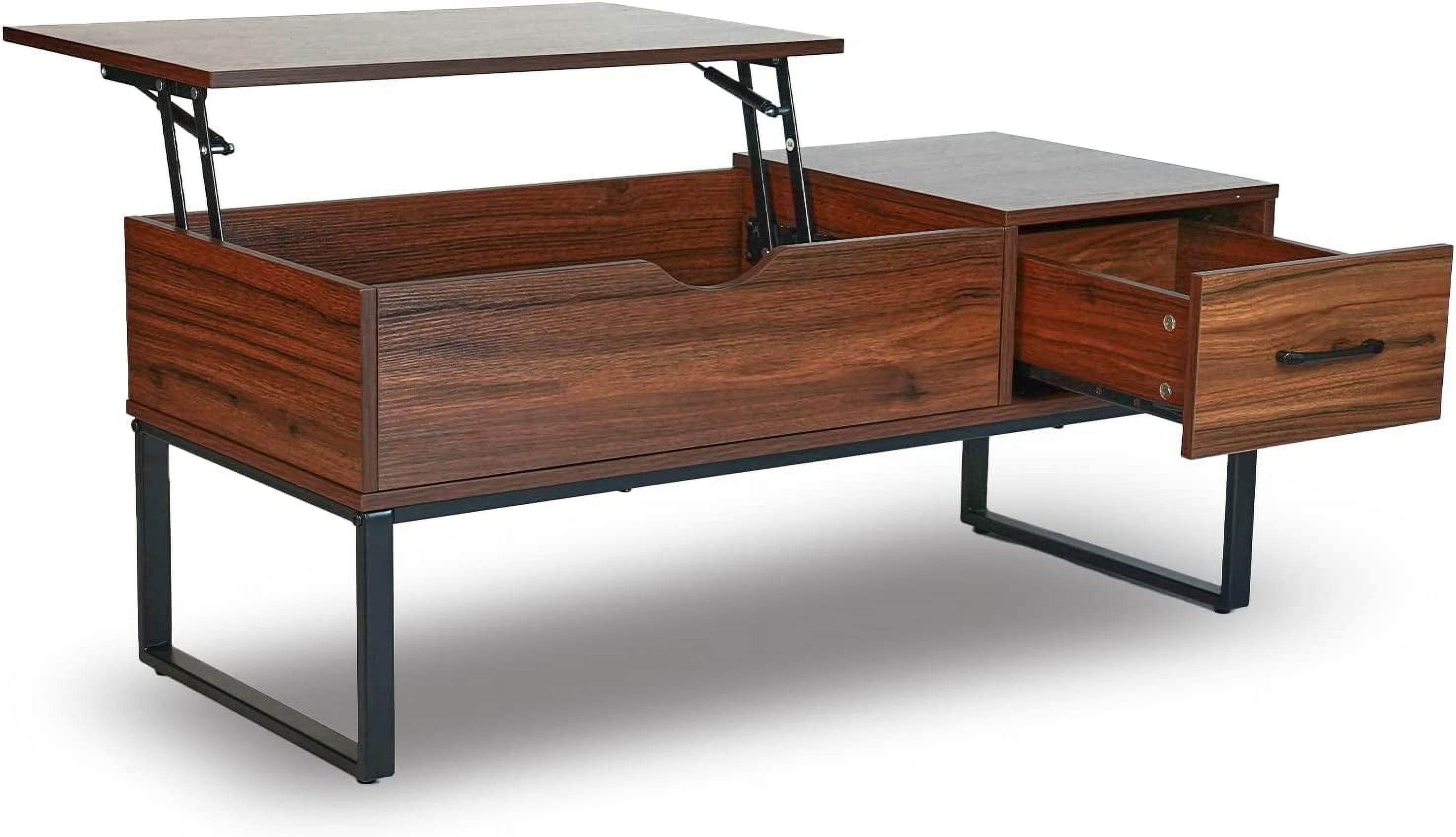 Lift Top Coffee Table with Drawer and Hidden Compartment Pop Up Coffee