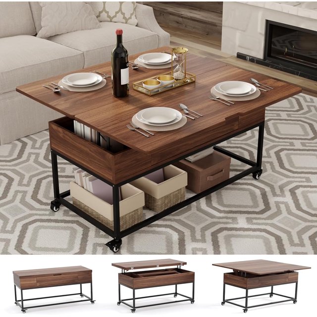 Lift Top Coffee Table, HAIOOU 42" 3 in 1 MultiFunction Coffee Table