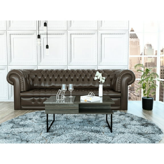 Lift Top Coffee Table With Hidden Area For Storage, 41.3"x25.9", Carbon / , Metal Legs, Modern Living Room Piece In Extra Storage Shelf, Stable Contemporary Flair