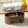 thumbnail image 1 of Wirrytor Lift Top Coffee Table with Storage and Open Storage Shelf, Oval Coffee Table for Living Room, Elliptical Arc Design, Fluted Center Table, Walnut Finish & Spacious Storage,, 1 of 9