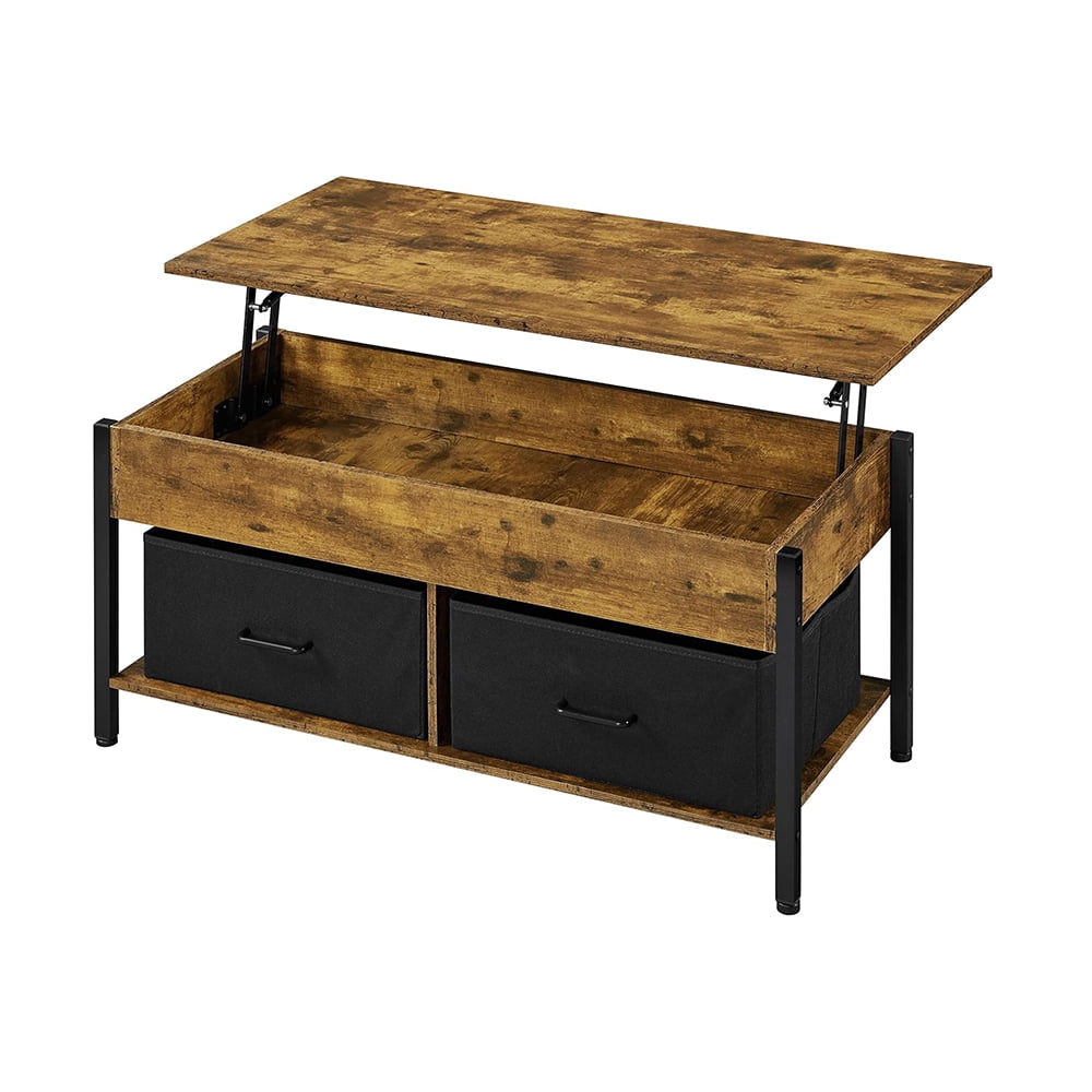 Lift Top Coffee Table with Hidden Compartment, Separate Open Shelves ...