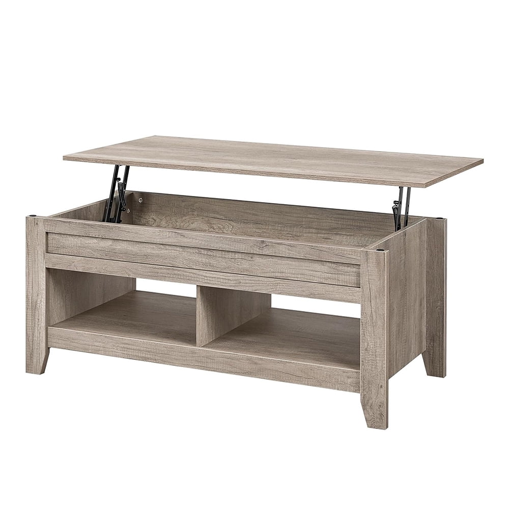 Lift Top Coffee Table with Hidden Storage Compartment & 2 Open Shelf ...