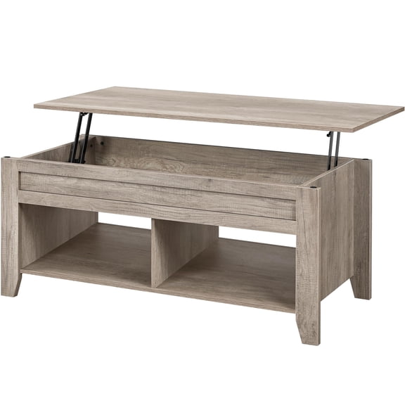 Lift Top Coffee Table,Hidden Storage Compartment,Pop Up Center Table with Open Shelf,Lift Tabletop for Living Room Office Reception Home,47.5in,Gray