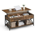 thumbnail image 1 of Lift Top Coffee Table Lift Coffee Table with Storage Shelf, Hidden Compartments and Lifting Top Rustic Brown and Black, 1 of 4