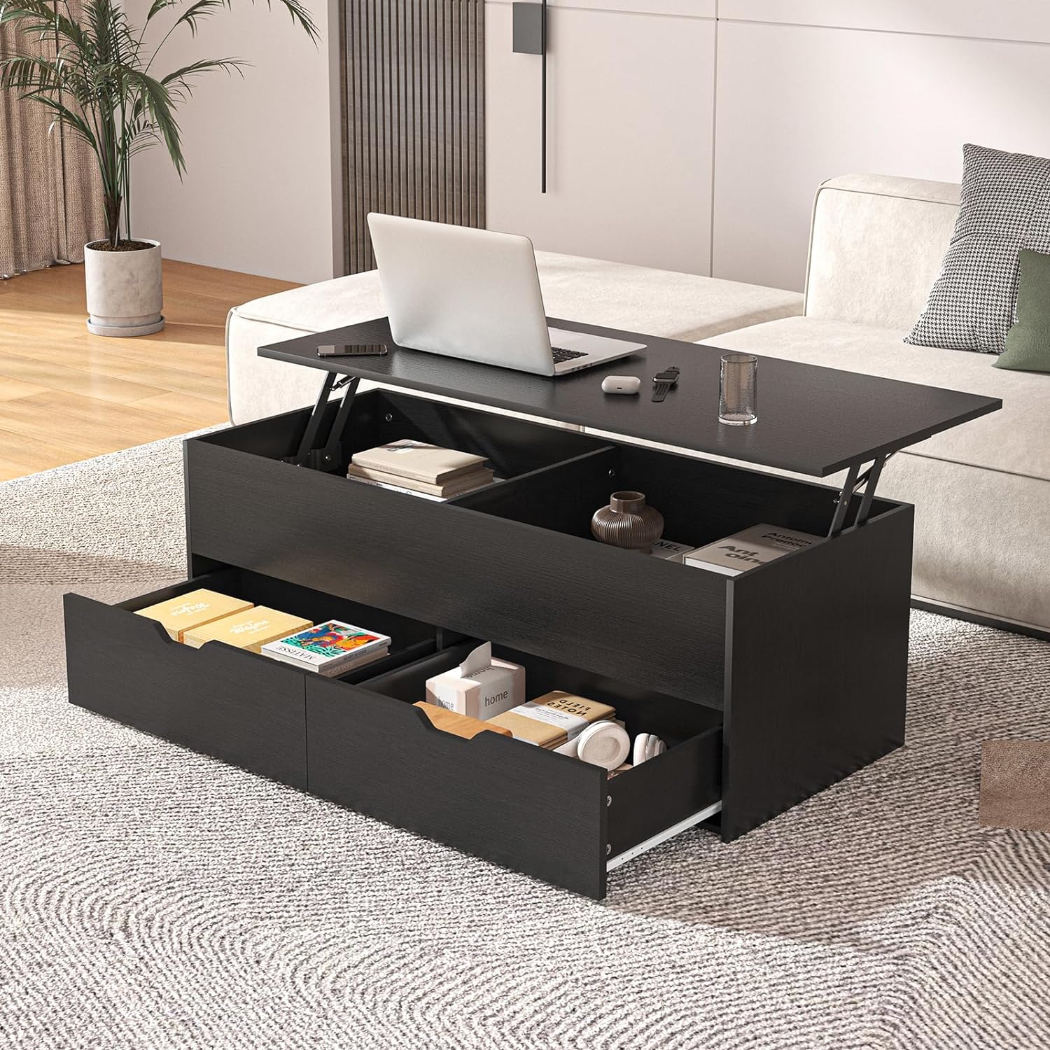 Lift Top Coffee Table for Living Room, Coffee Table Morden High Gloss
