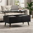 thumbnail image 1 of Lift Top Coffee Table, Mid Century Modern Coffee Table with Hidden Storage Compartment, 38" Fluted Center Table for Living Room, Home Office, Black, 1 of 16