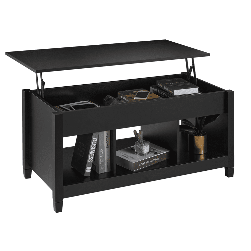 Lift Top Coffee Table, Modern Coffee Table with Hidden Compartment and Open Storage Shelf, 41" X