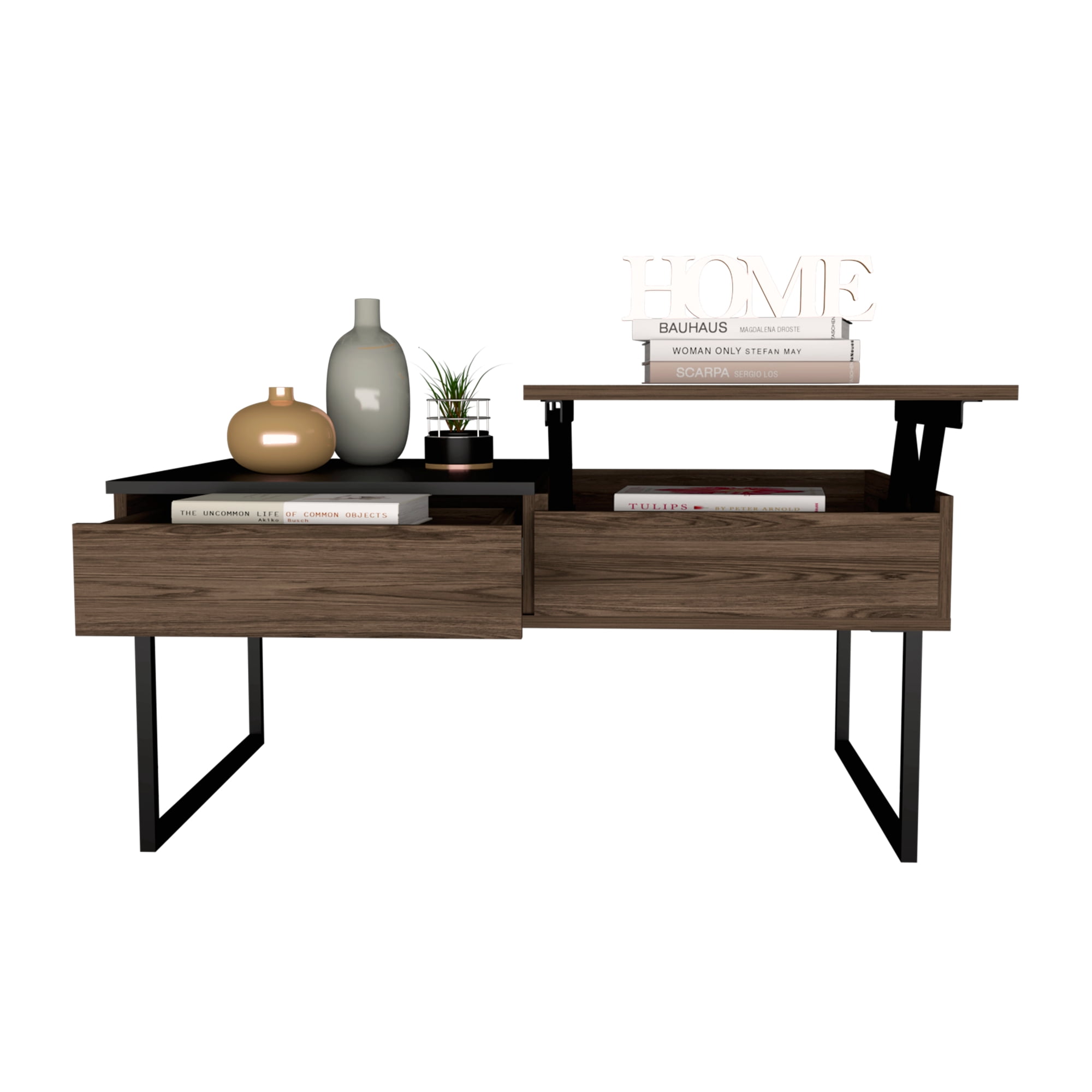 Lift Top Coffee Table, One Drawer, Dark Walnut - Walmart.com