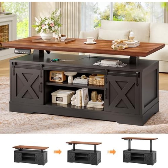 Lift Top Coffee Table, Rectangle Coffee Table with Storage and Barn ...