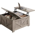 thumbnail image 1 of Lift Top Coffee Table, Square Farmhouse Coffee Table with Hidden Storage Compartment, Wood Center Table for Living Room, Home Office, Gray, 1 of 9
