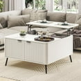 thumbnail image 1 of Lift Top Coffee Table with Storage, 35.4" Wide Square White Coffee Table with Large Hidden Compartment, Mid Century Modern Fluted Center Table for Home Living Room, 1 of 16