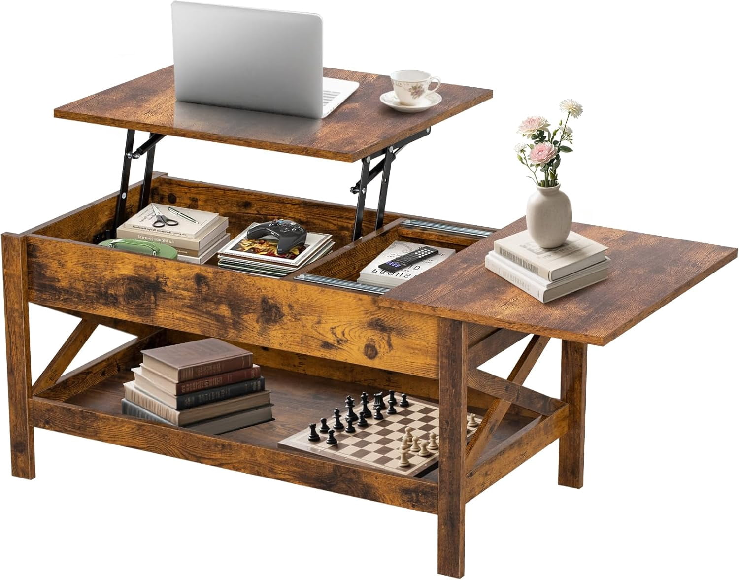 Lift Top Coffee Table with Storage, 39" Wooden Table for Lifting Top ...