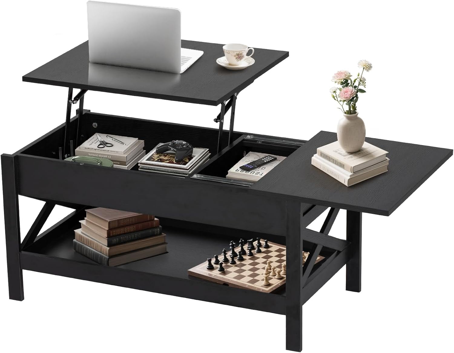 Lift Top Coffee Table with Storage, 39" Wooden Table for Lifting Top ...