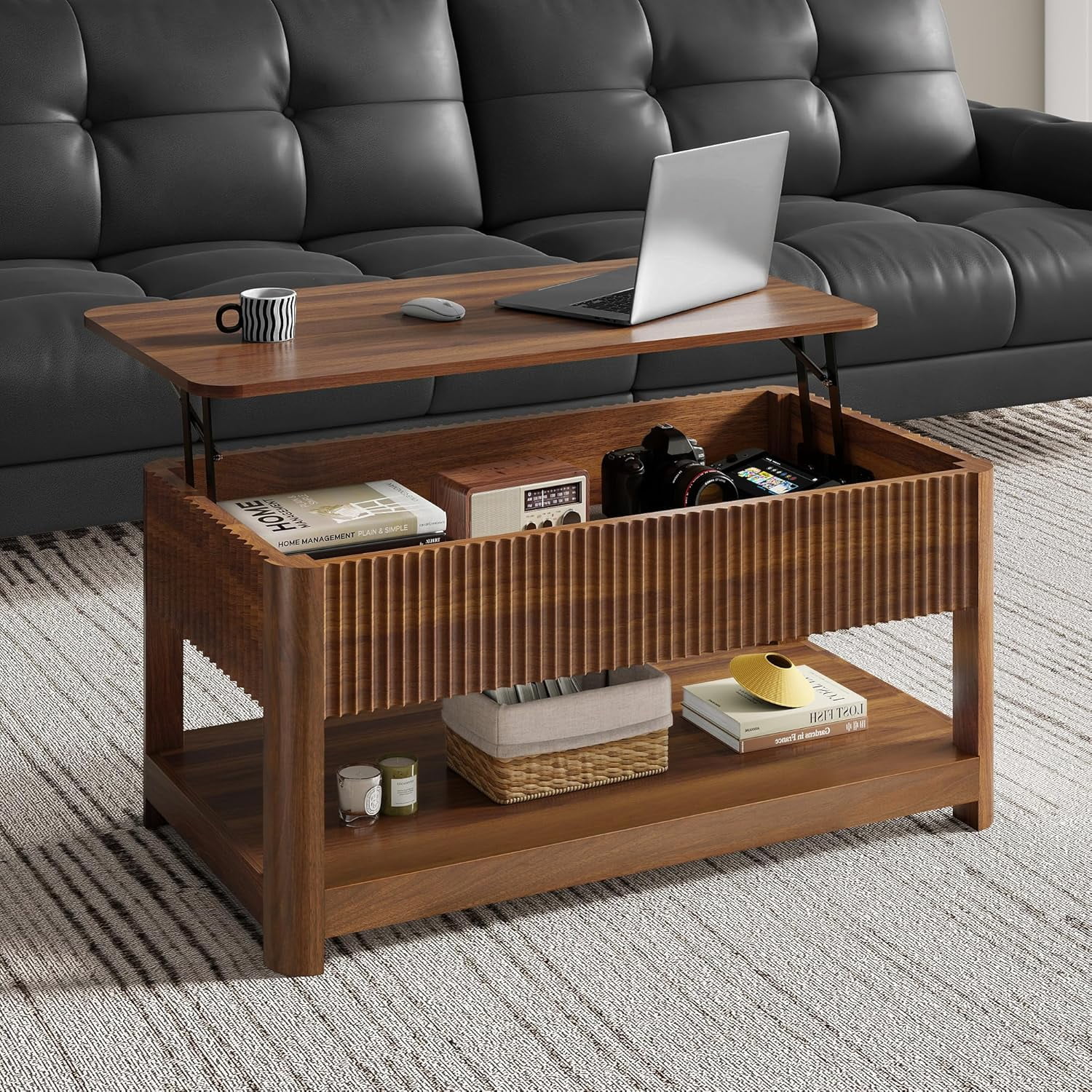 Lift Top Coffee Table with Storage, Mid Century Modern Coffee Table ...