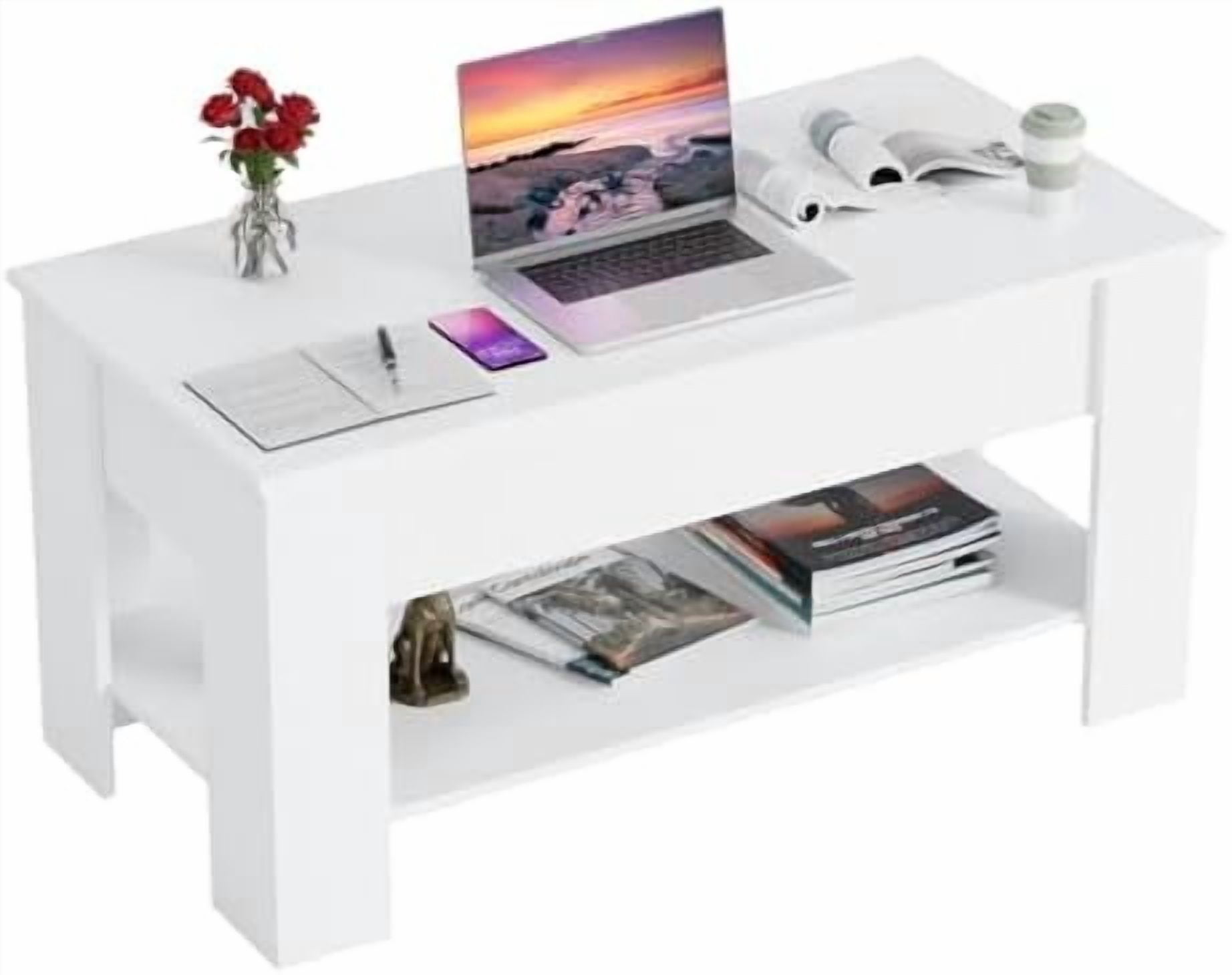 Lift Top Coffee Table with Storage Shelf and Hidden Compartment,Modern ...
