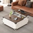 thumbnail image 1 of Lift Top Coffee Table, White Square With Spacious Storage, , Ports & Charging Station, For Living Areas Table And Storage Space, Station Ports, Home Office, 1 of 6