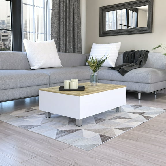 Lift Top Coffee Table, White - Versatile For Various Functions In Living Room Modern Table Spacious Tabletop, Rectangular