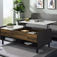 thumbnail image 1 of Lift-Top Coffee Table with Hidden Compartment and Drawer - White & Walnut, 1 of 5