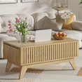 thumbnail image 1 of Lift Top Coffee Table with Hidden Storage, Mid Century Modern Fluted Farmhouse Center Table for Living Room, Wood, 1 of 9