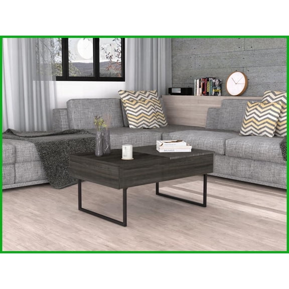 Lift Top Coffee Table with Metal Legs - 48"W x 30"D Spacious Surface & Drawer, Espresso/Onyx for Living Room