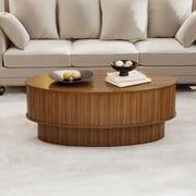 Lift Top Coffee Table with Storage, Mid Century Modern Coffee Table for Living Room, Oval Center Table for Small Space, Walnut