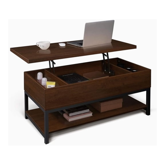 Lift Top Coffee Table with Storage, Open Shelf, Rising Top for Living Room, 41" Espresso