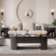 Lift Top Coffee Table with Storage, Oval Center Table with Hidden Compartment, Modern Coffee Table for Living Room, Black