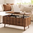 thumbnail image 1 of Lift Top Coffee Table with Storage, Wood Coffee Tables for Living Room with Drawers & Hidden Compartment, Mid Century Modern Center Table, Walnut, 1 of 11
