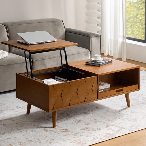 Lift Top Storage Coffee Table Wooden Center Table with Tray Living Room Acorn