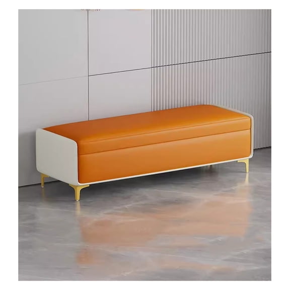 Lift-Top Storage Ottoman Bench,Faux Leather Long Storage Chest Footrest Seat,Storage Ottoman Bench Upholstered Rectangle Ottoman for Entryway