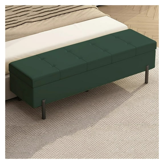 Lift Top Storage Ottoman Bench,Rectangular Extra Long Storage Bench Upholstered Footstool for Living Room,End of Bed Bench Storage Chest