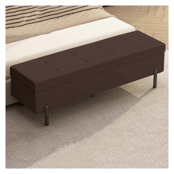 Lift Top Storage Ottoman Bench,Rectangular Extra Long Storage Bench Upholstered Footstool for Living Room,End of Bed Bench Storage Chest