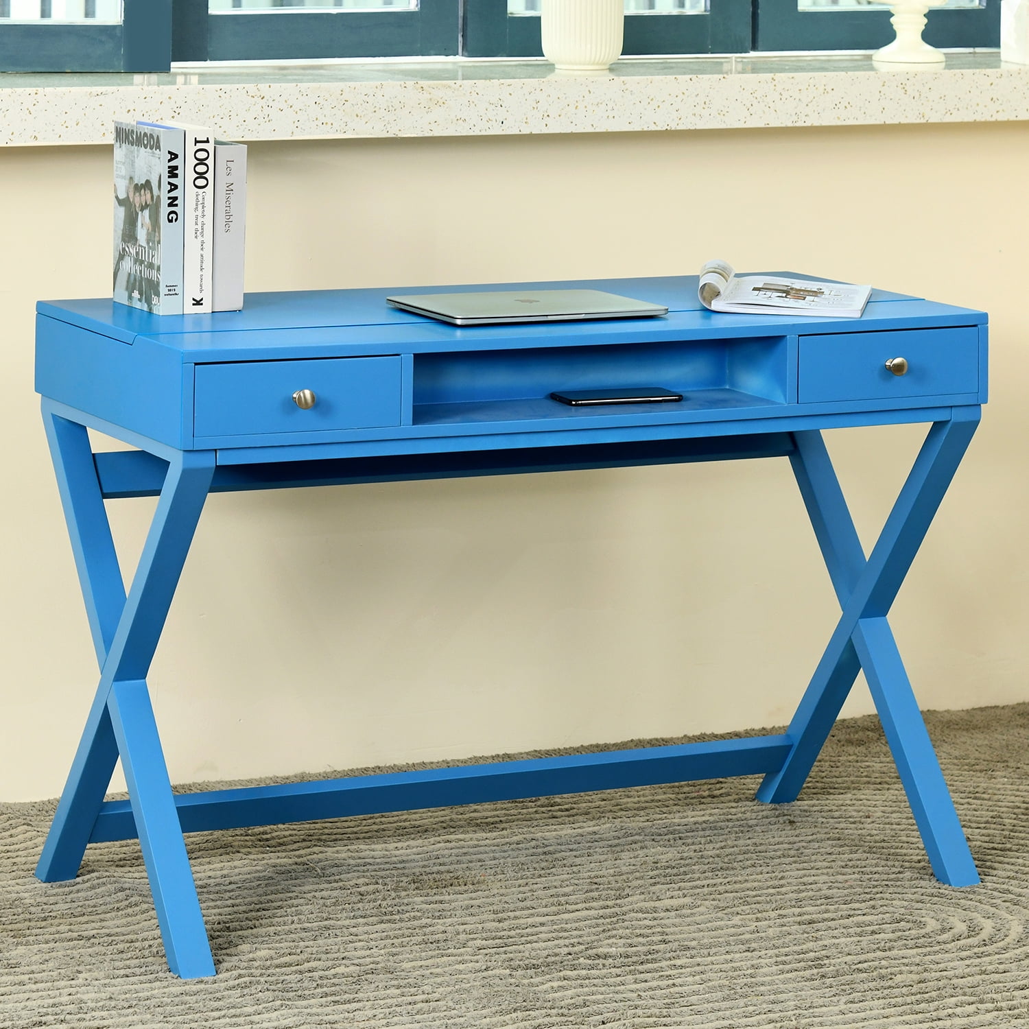 LiftTop Writing Desk with Drawers, 44.1" Home Office Computer Desk