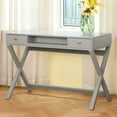 thumbnail image 1 of Lift-Top Writing Desk with Drawers, 44.1" Home Office Computer Desk, Study Table Workstation, Stable Standing Desk Writing Table for Small Space - Grey, 1 of 11
