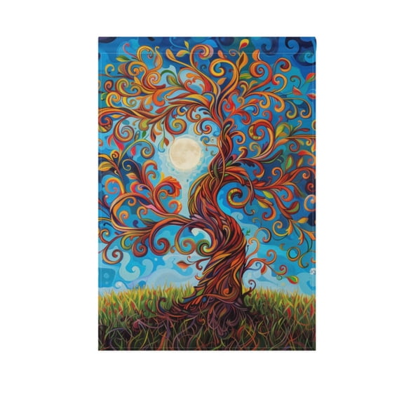 Lift Tree and Moon Garden Flag 12X18 Double Sided Yard Flags for Outside Outdoor All Seasonal Decoration
