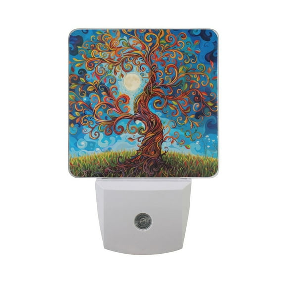 Lift Tree and Moon Night Light 2 Pack LED Nightlight Plug into Wall Dusk to Dawn Sensor Soft White