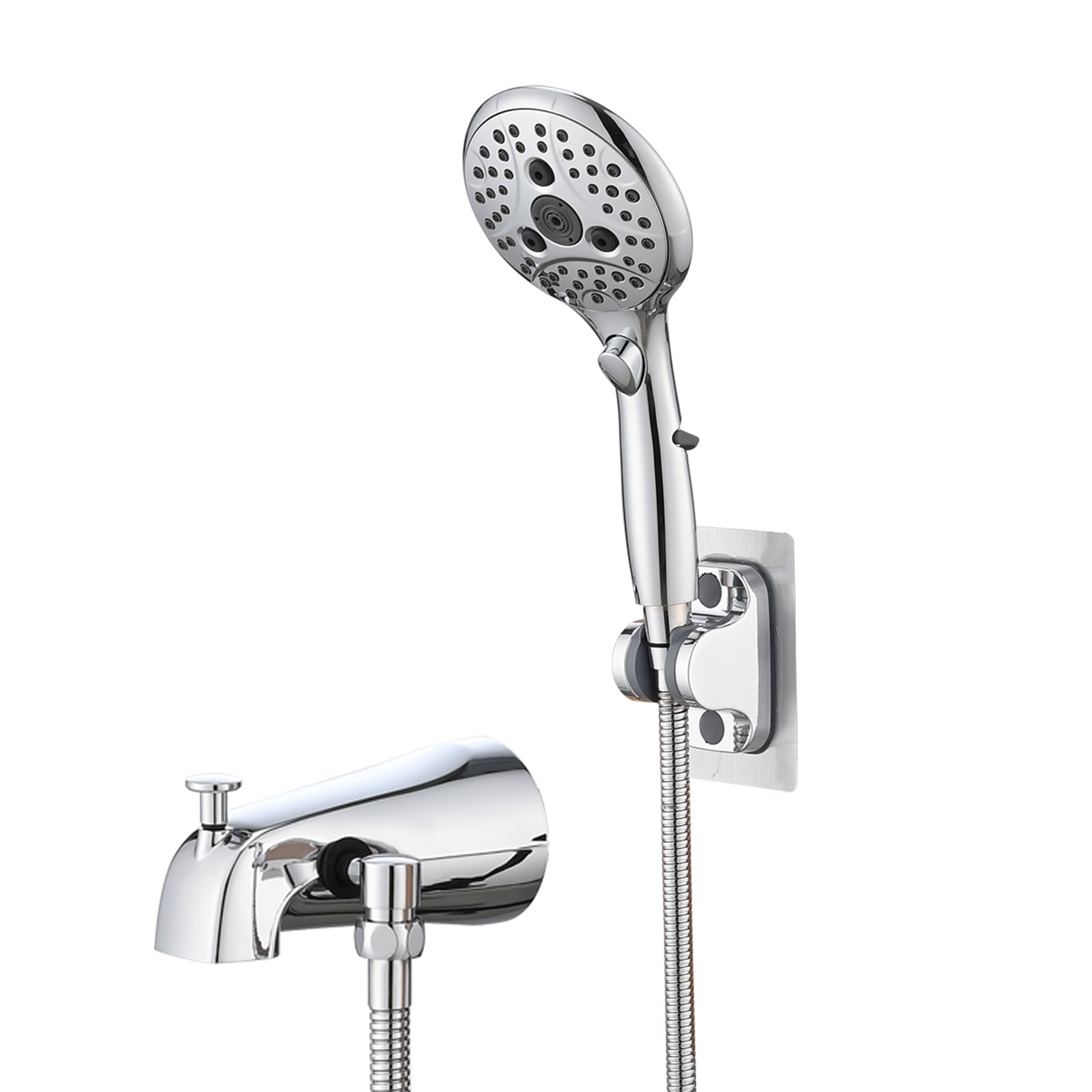 Lift-Up Diverter Bathtub Faucet with 6 Settings Handheld Shower in Chrome