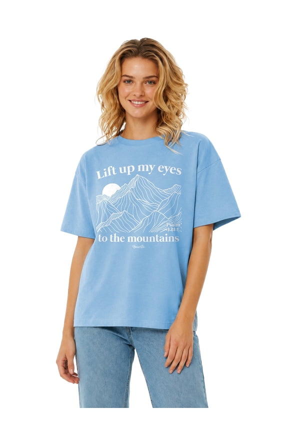 Womens Short Sleeve T-Shirt Lift Up My Eyes, Rose, MD