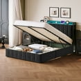 thumbnail image 1 of Lift Up Storage Bed Frame Queen Size, Metal Bed with Storage Headboard, Wood Slats Support, No Box Spring Needed, 1 of 8