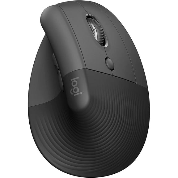Lift Vertical Ergonomic Mouse, Wireless Bluetooth or USB Receiver, Quiet Clicks, 4 Buttons, Right Hand Windows/macOS/iPadOS, Laptop, PC - Graphite