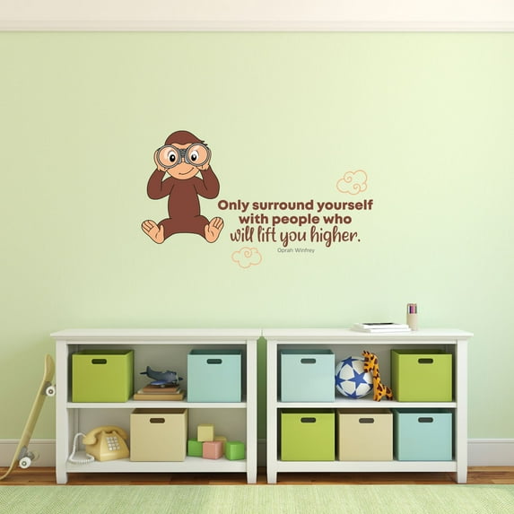 Lift You Cute Monkey Life Quote Cartoon Quotes Decors Wall Sticker Art Design Decal for Girls Boys Kids Room Bedroom Nursery Kindergarten Home Decor Stickers Wall Art Vinyl Decoration (12x20 inch)